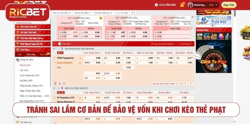 Chiến Lược Đặt Kèo Thẻ Phạt Thông Minh, Dễ Thắng Nhất Tránh sai lầm cơ bản để bảo vệ vốn khi chơi kèo thẻ phạt